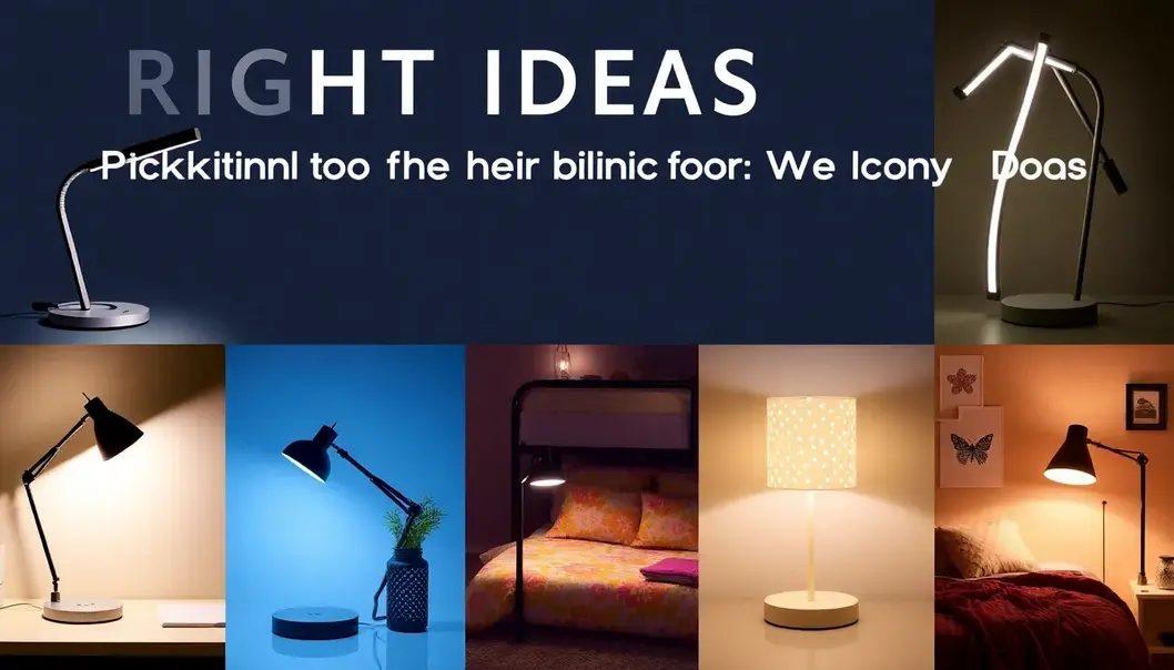A collage of various lamp styles including desk lamp, clip-on lamp, and LED strips in different settings.
