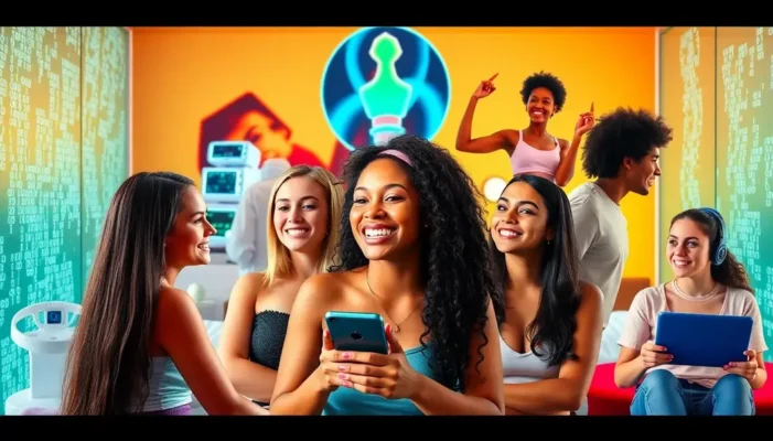 A collage of teens enjoying spa treatments and tech-driven wellness services.