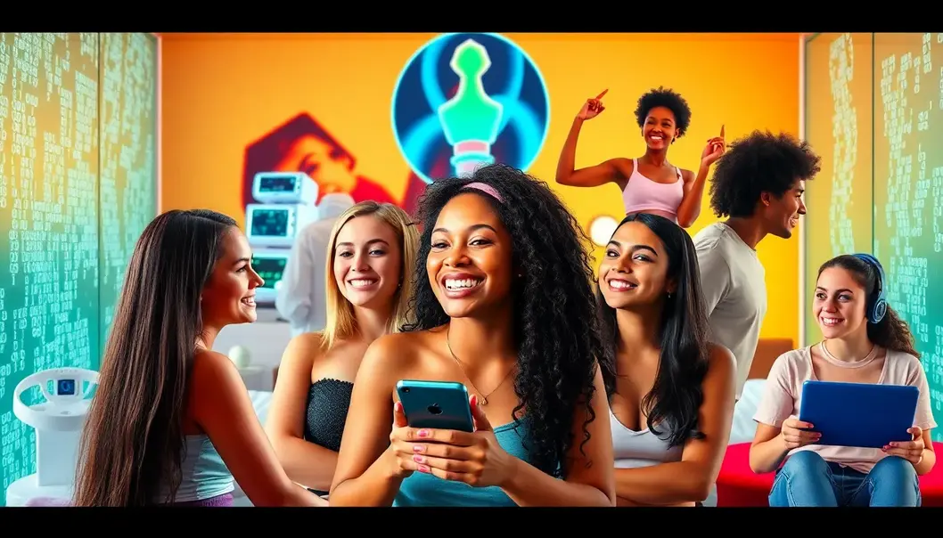 A collage of teens enjoying spa treatments and tech-driven wellness services.