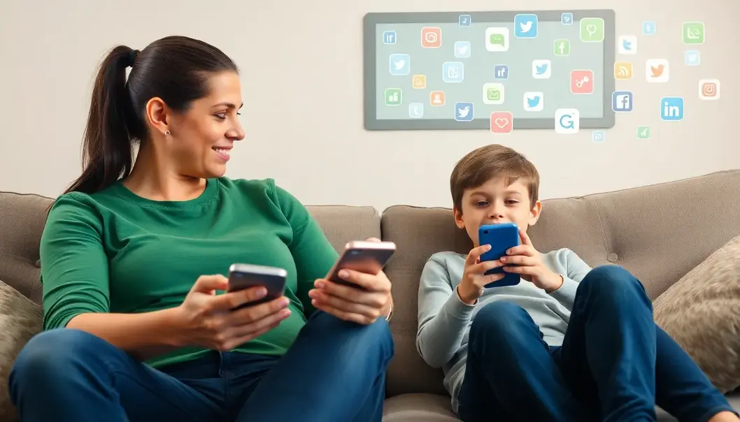 A parent exploring the digital world with their child.